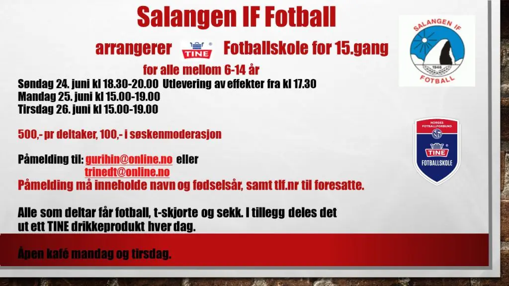 SIF fotballs Tine Fotballskole 2018